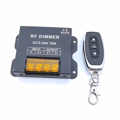 Dimmer bande LED 5V 12V 24V 30A avec télécommande RF – Contrôleur DC pour bandes LED monochrome