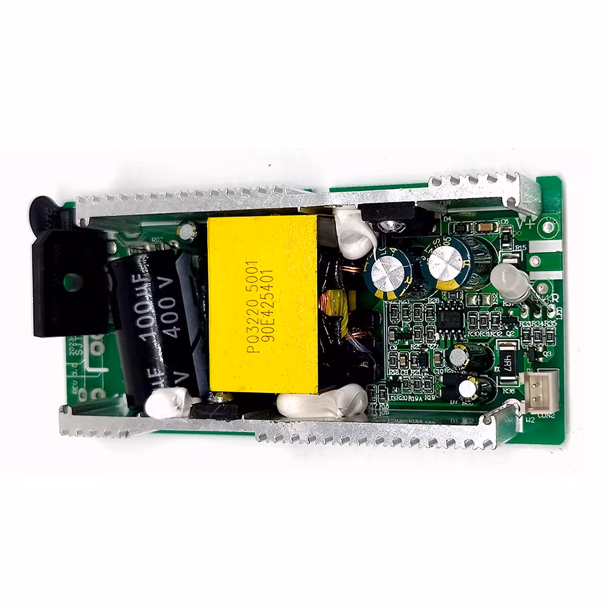 Ηλεκτρονική πλακέτα εσωτερικά του φορτιστή 60V Li-Ion 2A – λεπτομέρειες εξαρτημάτων και προστασίες