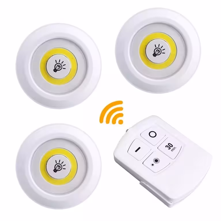 Set de 3 spots LED avec télécommande – lampes à piles pour éclairage intérieur