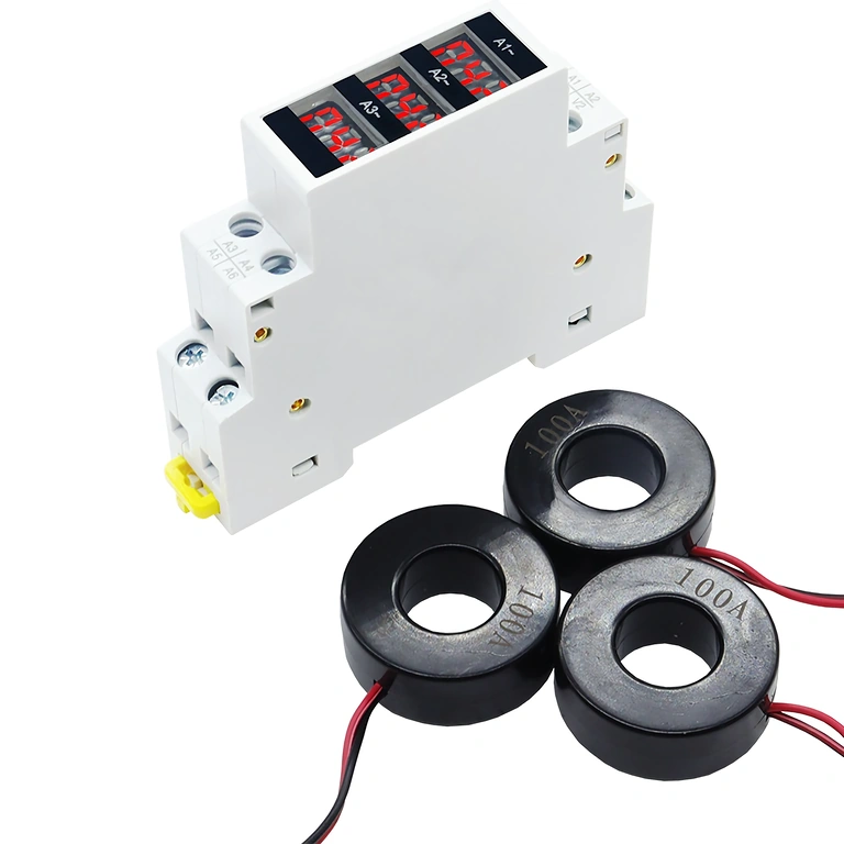 Mesure précise du courant 1-100A avec ampèremètre triphasé digital