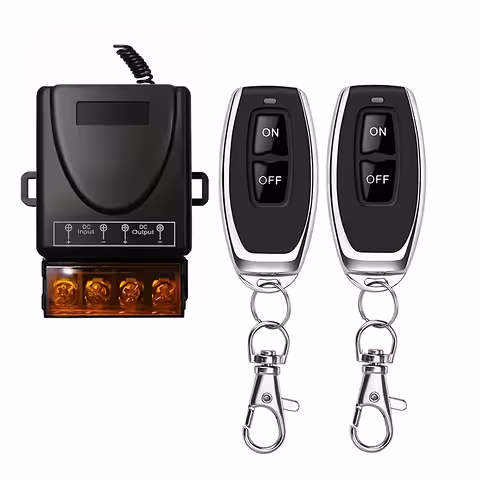 Relais avec télécommande 12V–60V 30A – interrupteur 12V / 24V avec 2 télécommandes RF 433 MHz