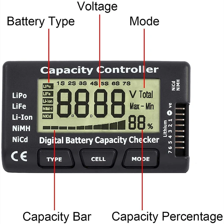 Mesure capacité et tension batteries Li-Ion, LiPo, LiFe