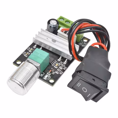 Contrôleur moteur DC 6V 12V 24V 3A – variateur PWM avec bouton d’inversion de sens, régulateur de tension