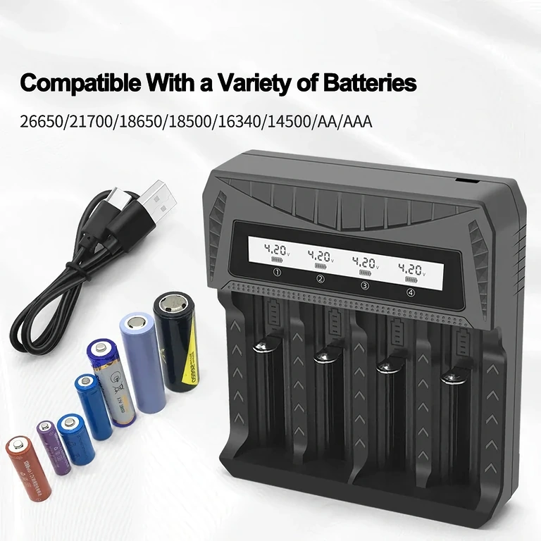 Chargeur de batteries universel vue latérale