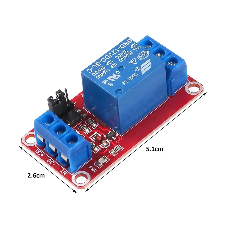 Diagramme des dimensions du module relais 1 canal pour 5V et 12V