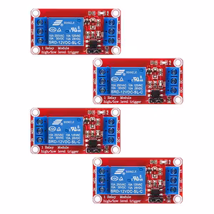 Set de 4 pièces : relais de commande 5V / 12V avec optocoupleur – module 1 canal, NC/NO, déclenchement High/Low, 10A
