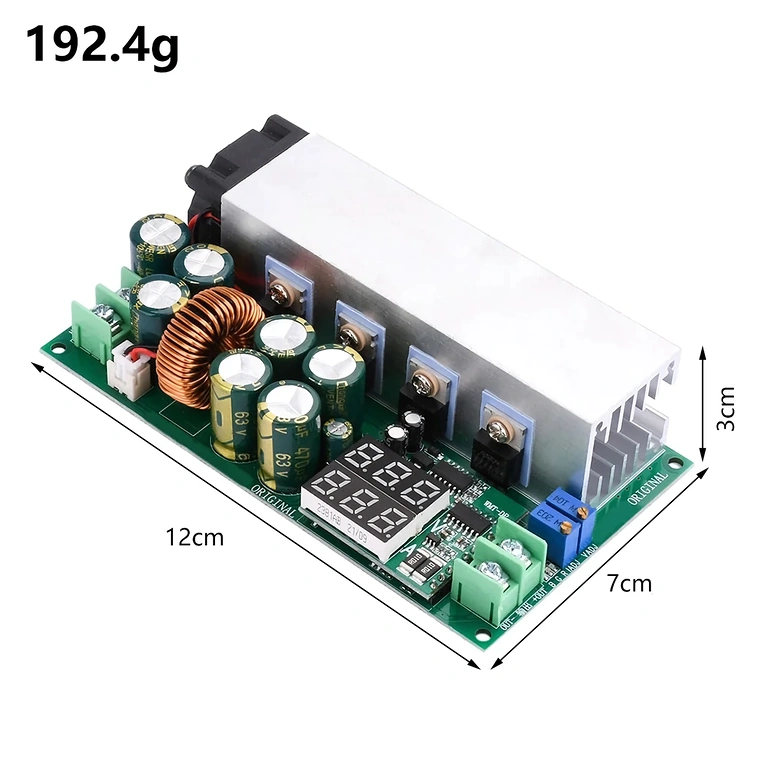 Détail écran digital du module DC12-80V 20A Buck