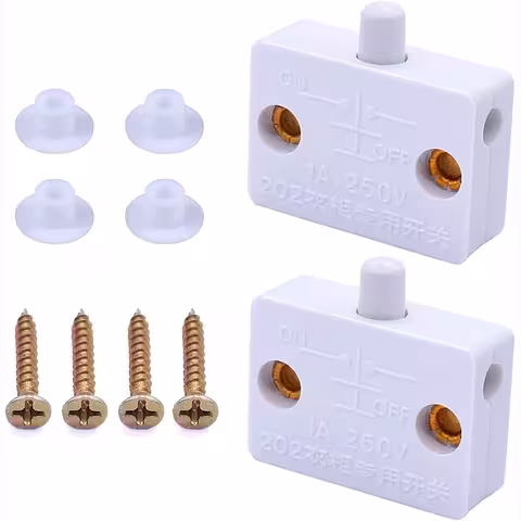 Set de 2 pièces : interrupteur de porte pour éclairage LED de meuble, encastrable – commutateur automatique avec capteur