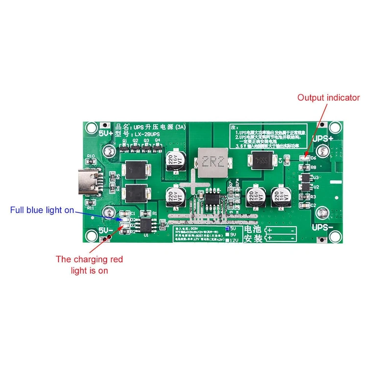 LED bicolore rouge/vert pour état batterie et charge sur module UPS Mini