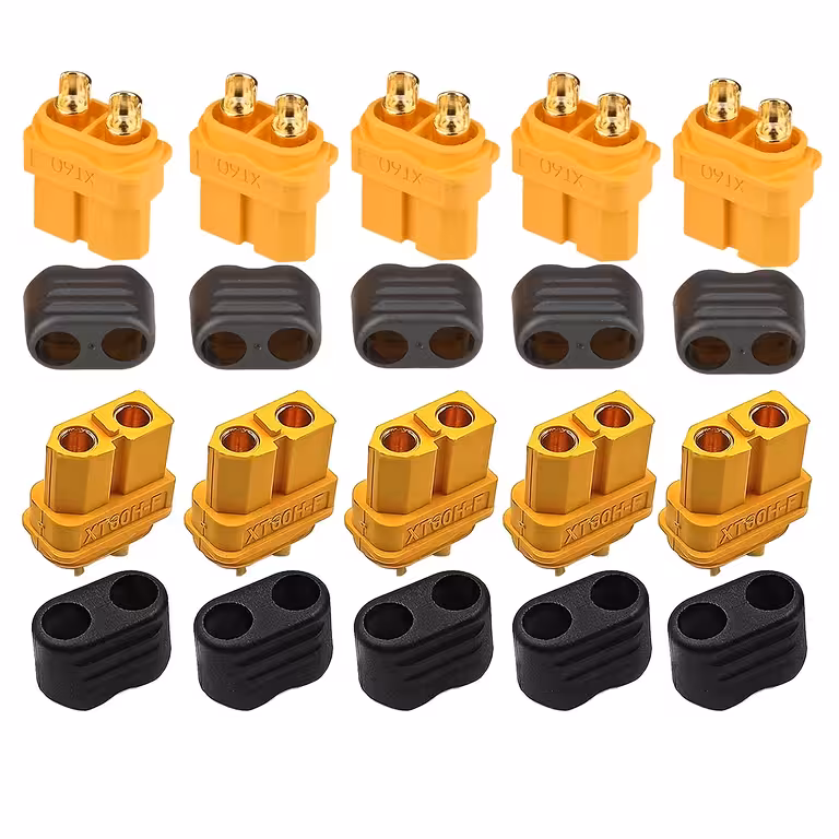 Connecteur XT60 – set de 5 pièces femelle + mâle, connecteurs pour batteries Li-Ion, LiPo et LiFePO₄