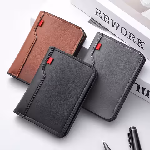 Portefeuille cartes et carte d’identité en cuir véritable, pour hommes et femmes, avec espace pour argent et documents