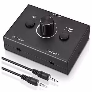 Commutateur audio stéréo Hi-Fi – switch audio avec sélecteur de sources, signal haut-parleurs et splitter RCA/jack 3,5 mm