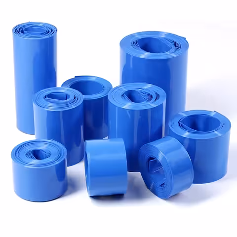 Gaine thermorétractable Cellpack bleue pour accumulateurs et batteries 18650, au mètre (1 m), diamètres 120 mm, 160 mm et 200 mm