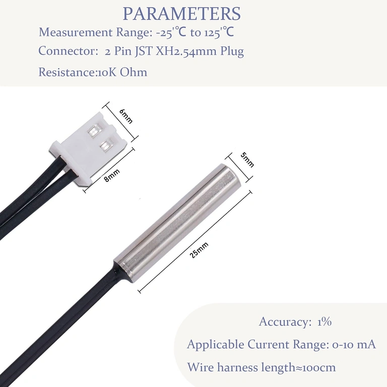 Set de 4 capteurs NTC 10K pour automatisations thermiques