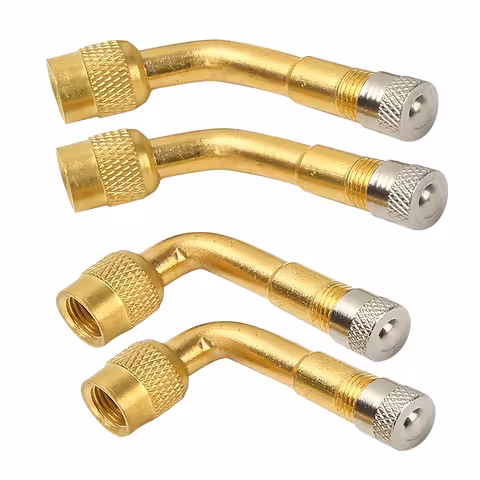 Set de 4 pièces – rallonge de valve auto métallique 90° et 135° avec valve – compatible auto, camion, vélo et trottinette électrique
